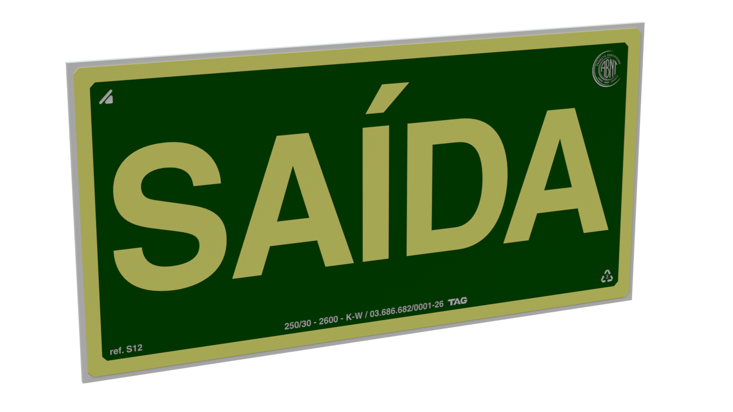 Modelo de placa sinalizando saida face única.